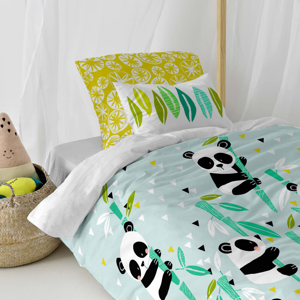 Parure housse de couette 2 pièces 100% coton bleu 140x200 cm - Maisons du Monde