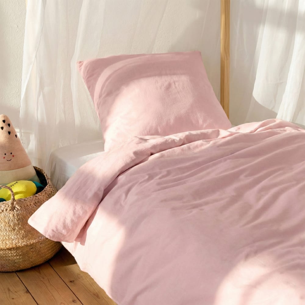 Parure housse de couette 2 pièces 100% Coton Rose pâle 140x200 cm