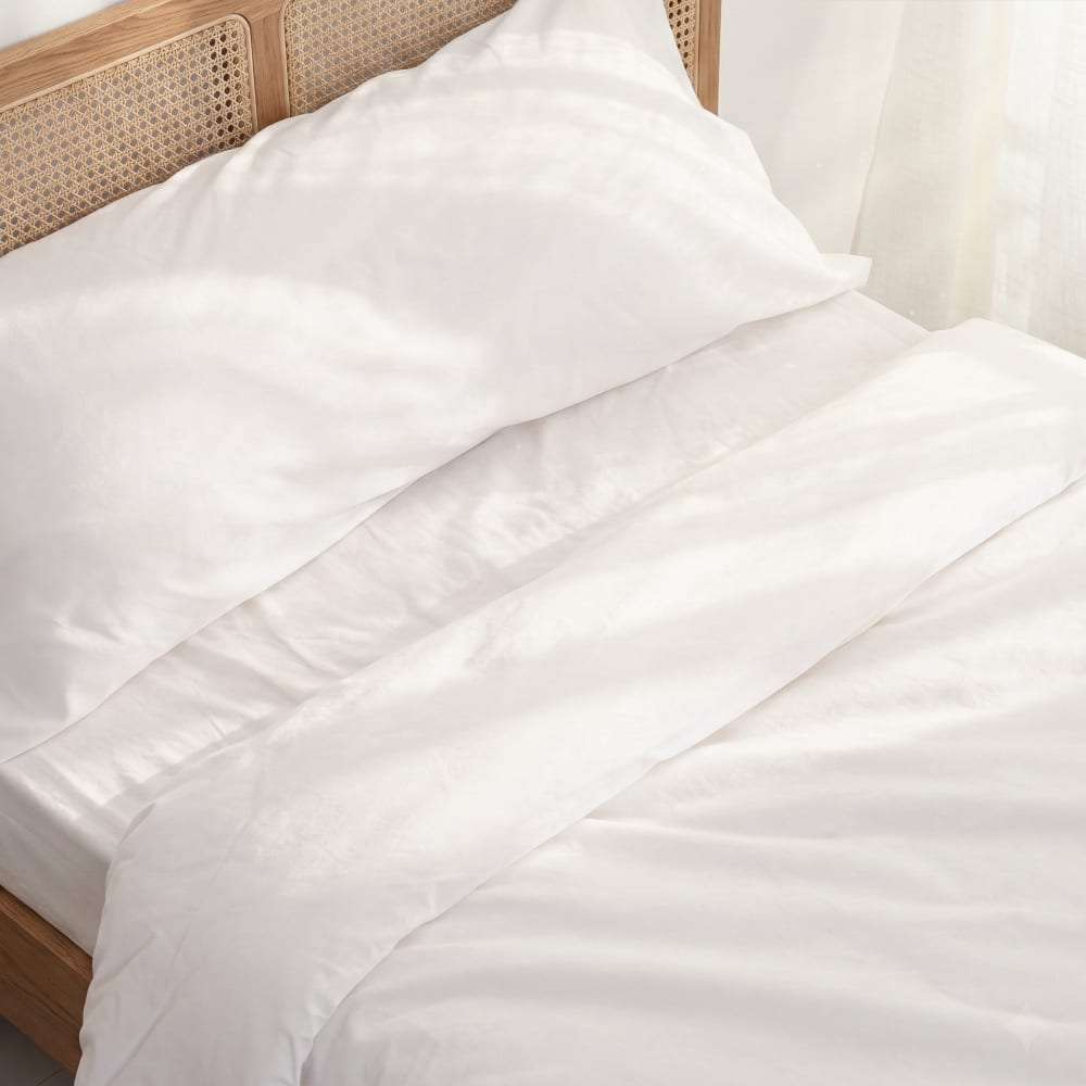 Parure housse de couette 2 pièces 100% coton blanc 140x200 cm - Maisons du Monde