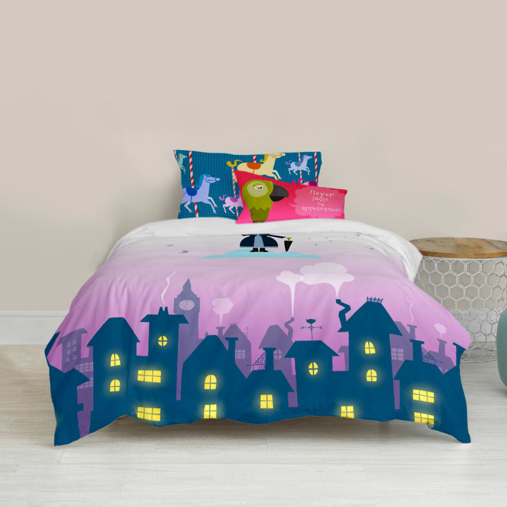 Parure housse de couette 2 pièces 100% Coton Multicolore 140x200 cm