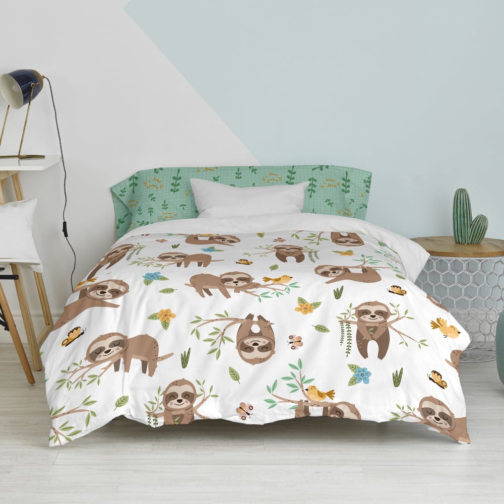 Parure housse de couette 2 pièces 100% Coton Multicolore 155x220 cm