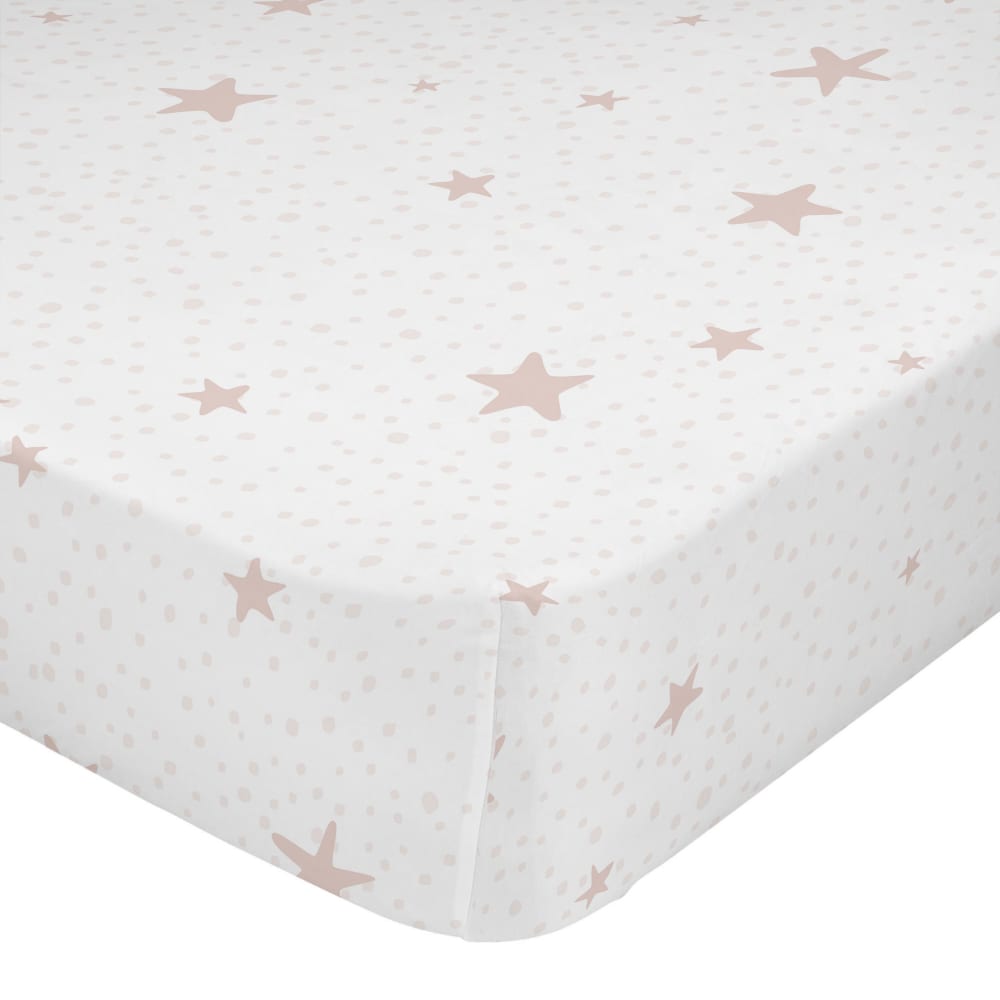 Happy Friday Drap-housse 100% coton rose 60x120x14 cm (berceau) style contemporain Rose Coton - 120x1x60cm