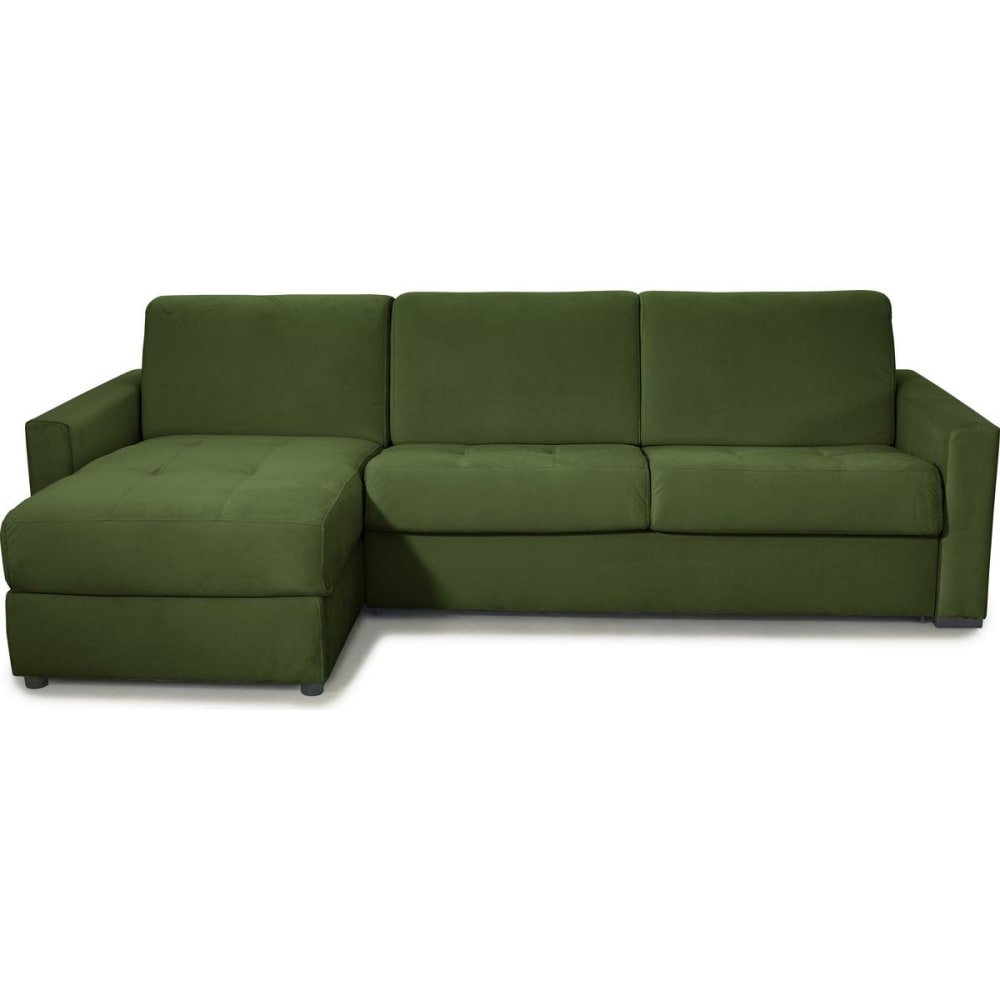 Canapé d'angle convertible express 5 places en velours vert forêt