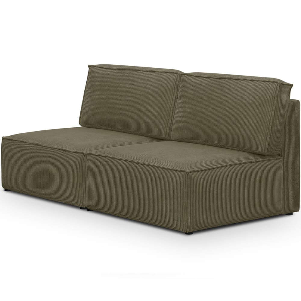 Module canapé 2 places en velours côtelé vert kaki
