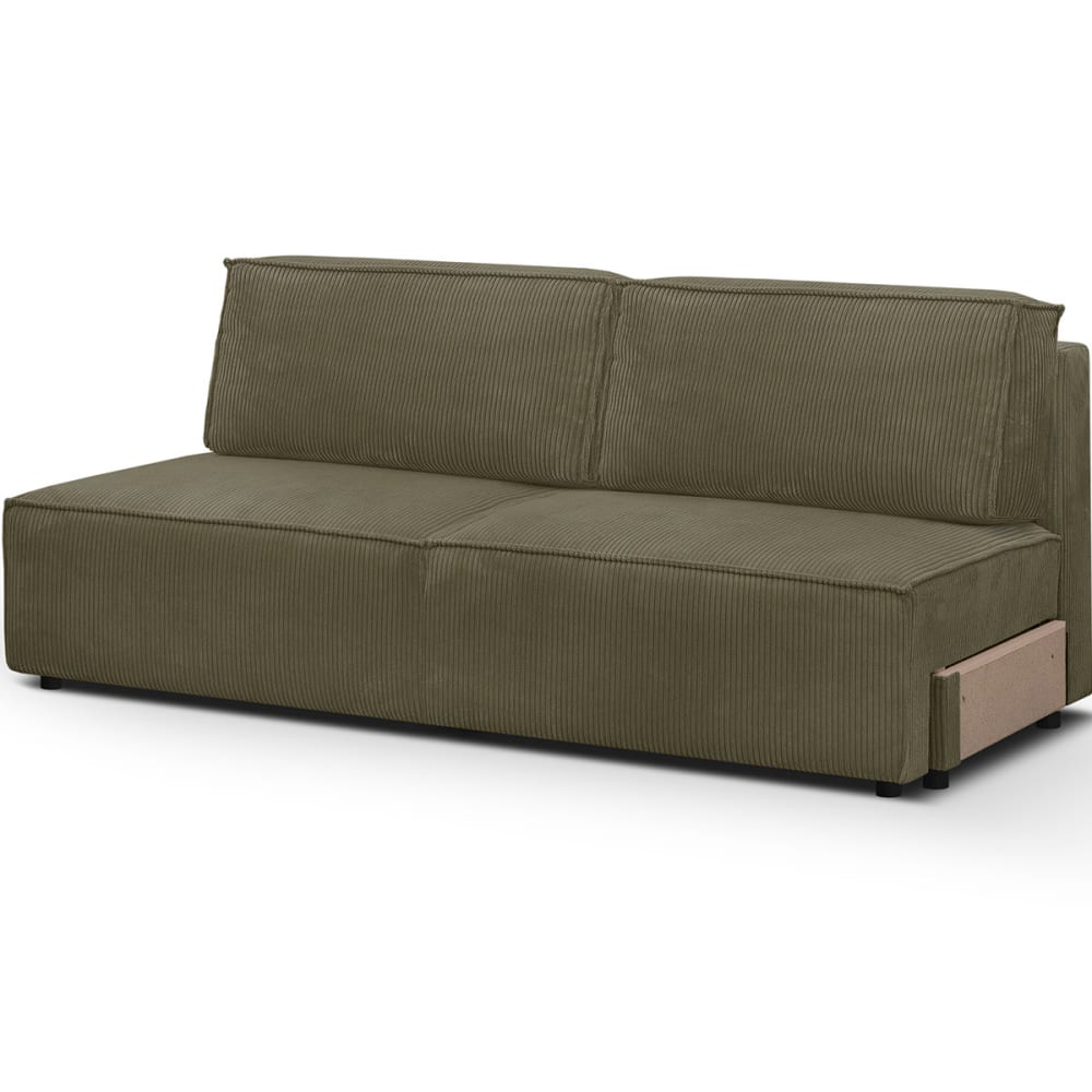 Module canapé convertible 2 places en velours côtelé vert kaki - Maisons du Monde