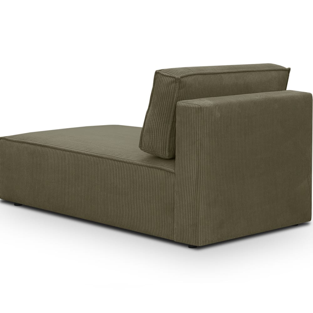 Méridienne modulable en velours côtelé vert kaki