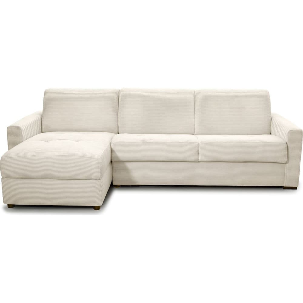 Canapé d'angle convertible express 5 places en velours côtelé beige