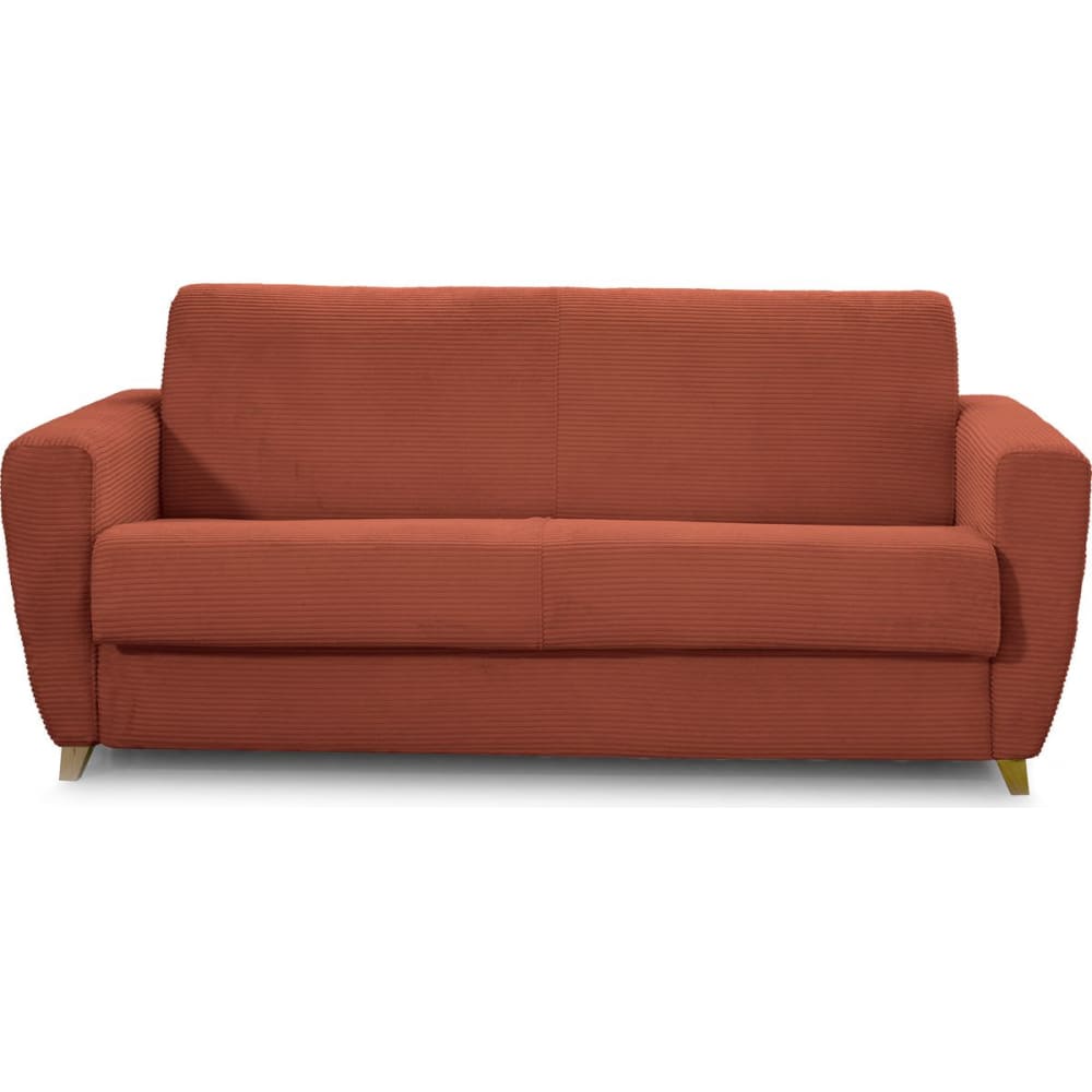 Canapé convertible express 3 places en velours côtelé rouille