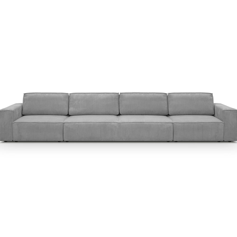 Canapé modulable convertible 7 places en velours côtelé gris clair - Maisons du Monde