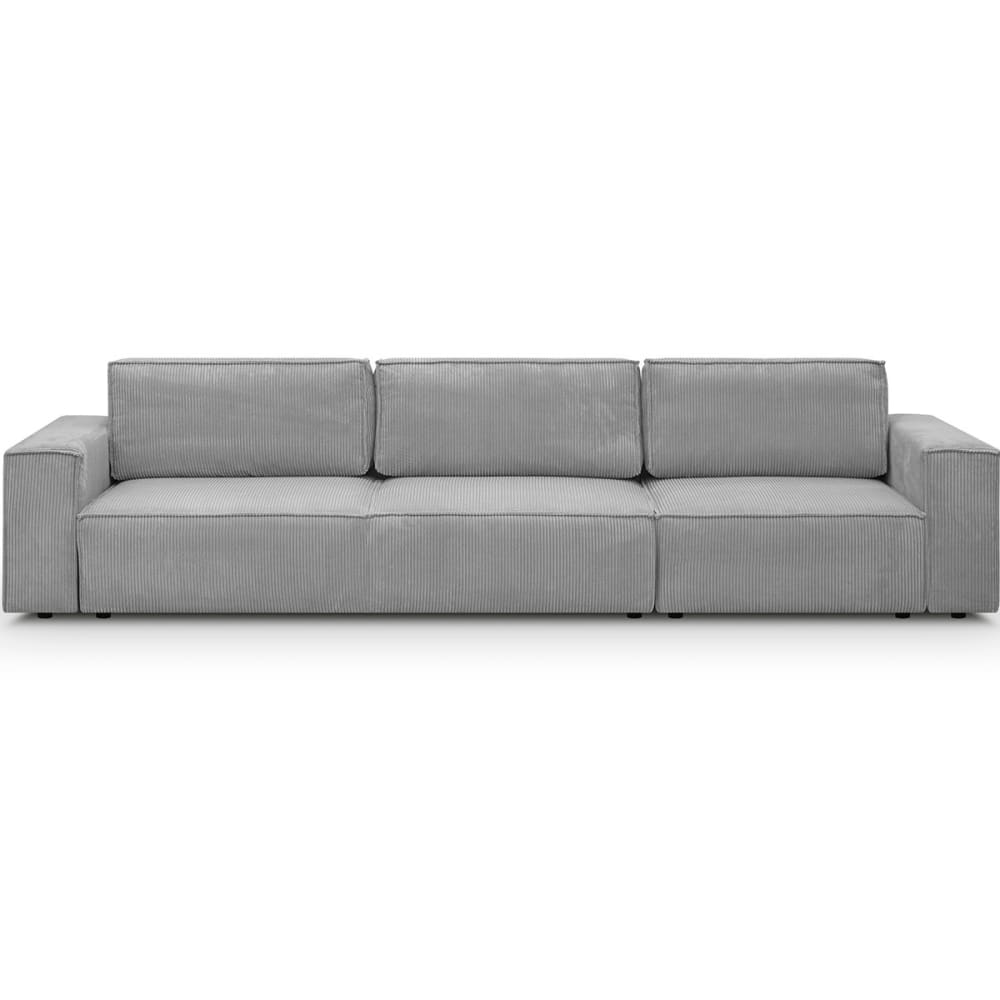 Canapé modulable convertible 5 places en velours côtelé gris clair