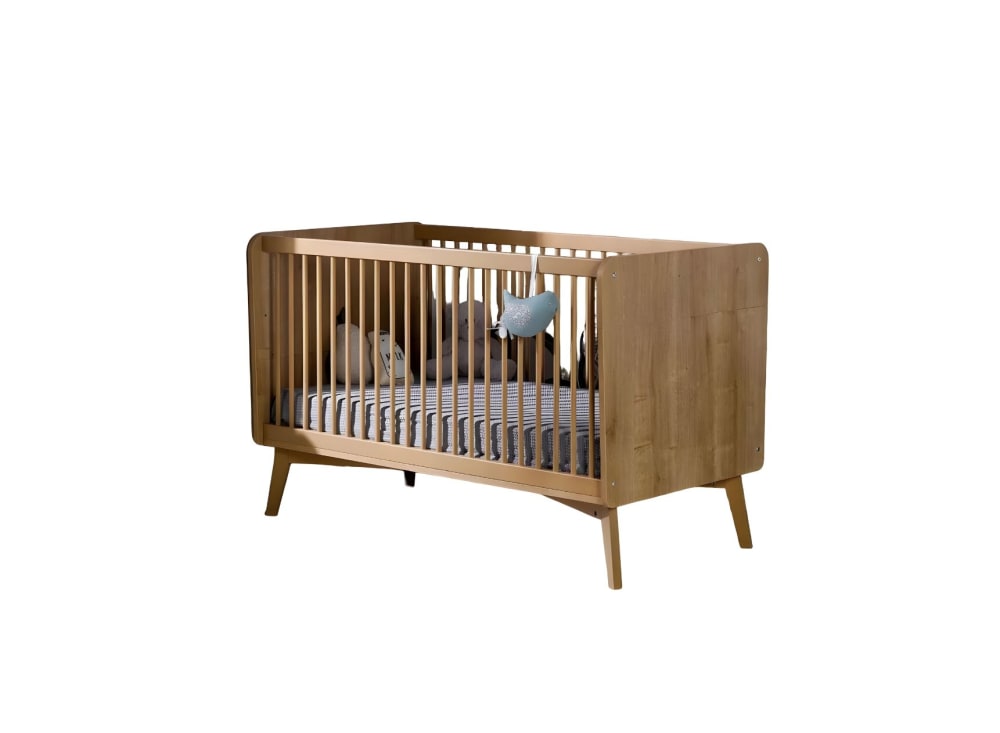 Nateo Concept - Lit bébé évolutif 70x140 Chêne Vintage