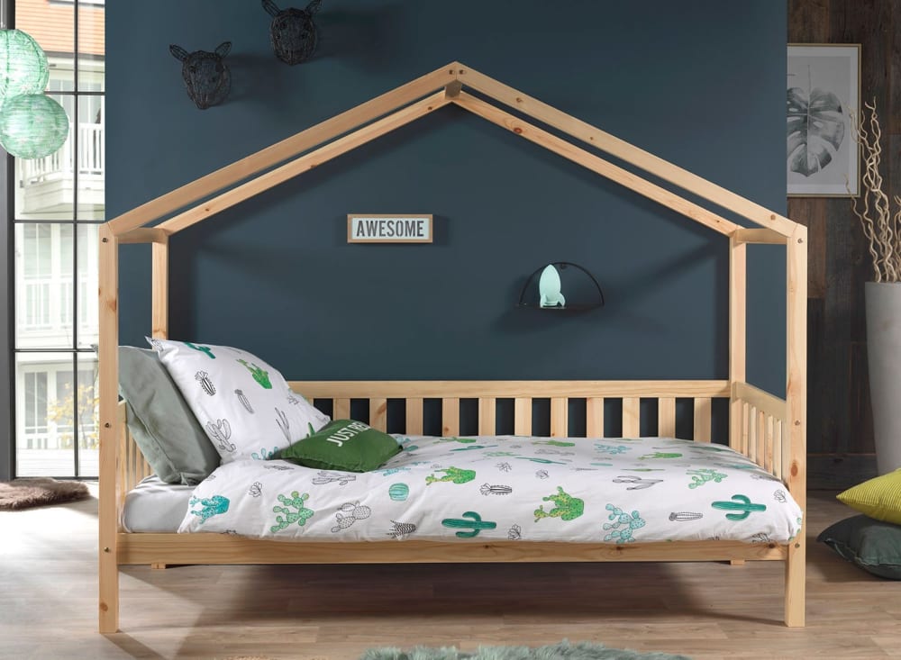 Lit cabane enfant 90x200 en pin massif Bois - Maisons du Monde