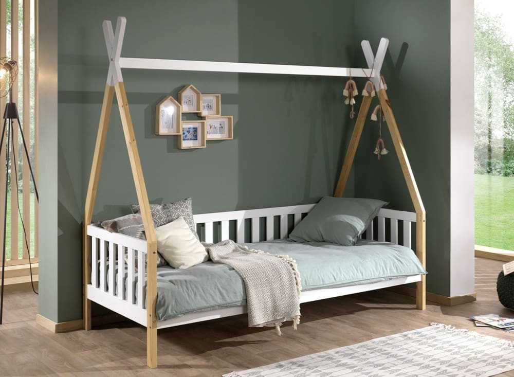 Lit tipi 90x200 Blanc et Bois - Maisons du Monde