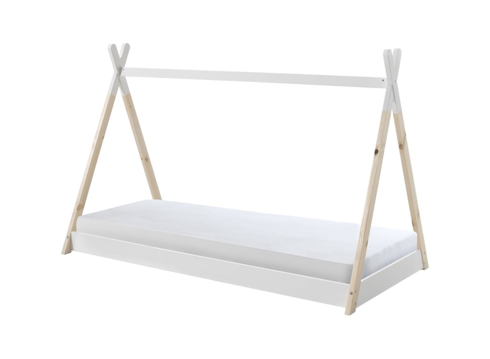 Lit tipi 90x200 Montessori Blanc et Bois