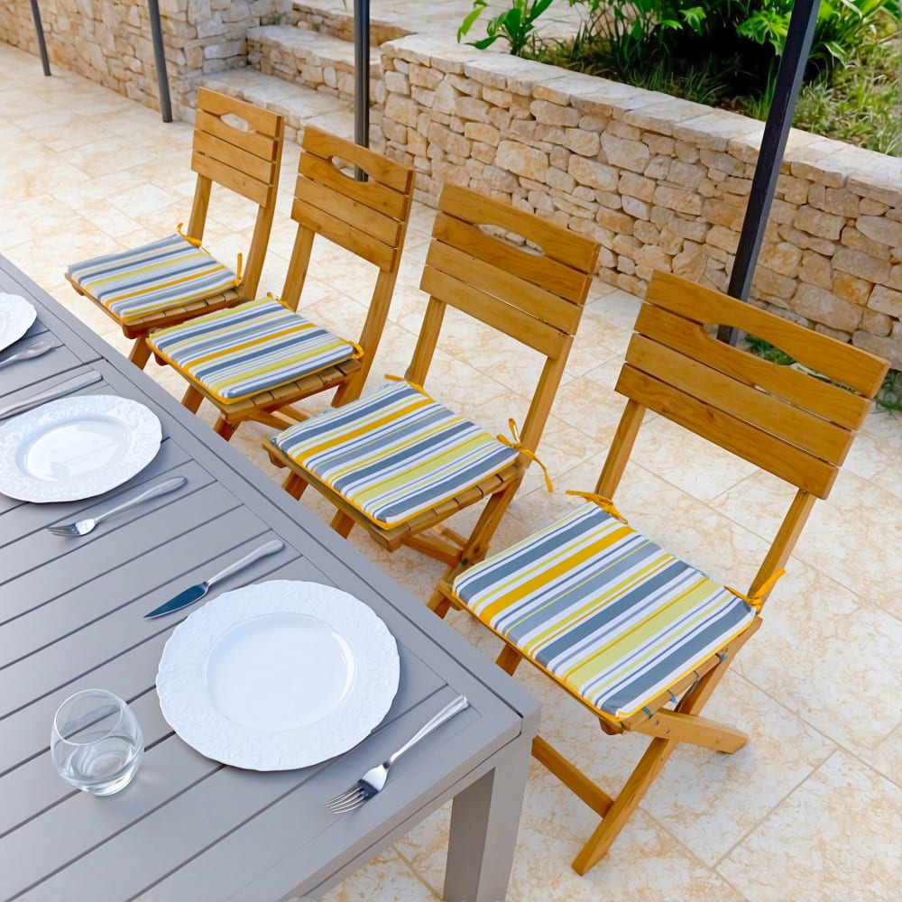 4er set Stuhlkissen Motiv Sonnenstreifen 35x35 cm - Maisons Du