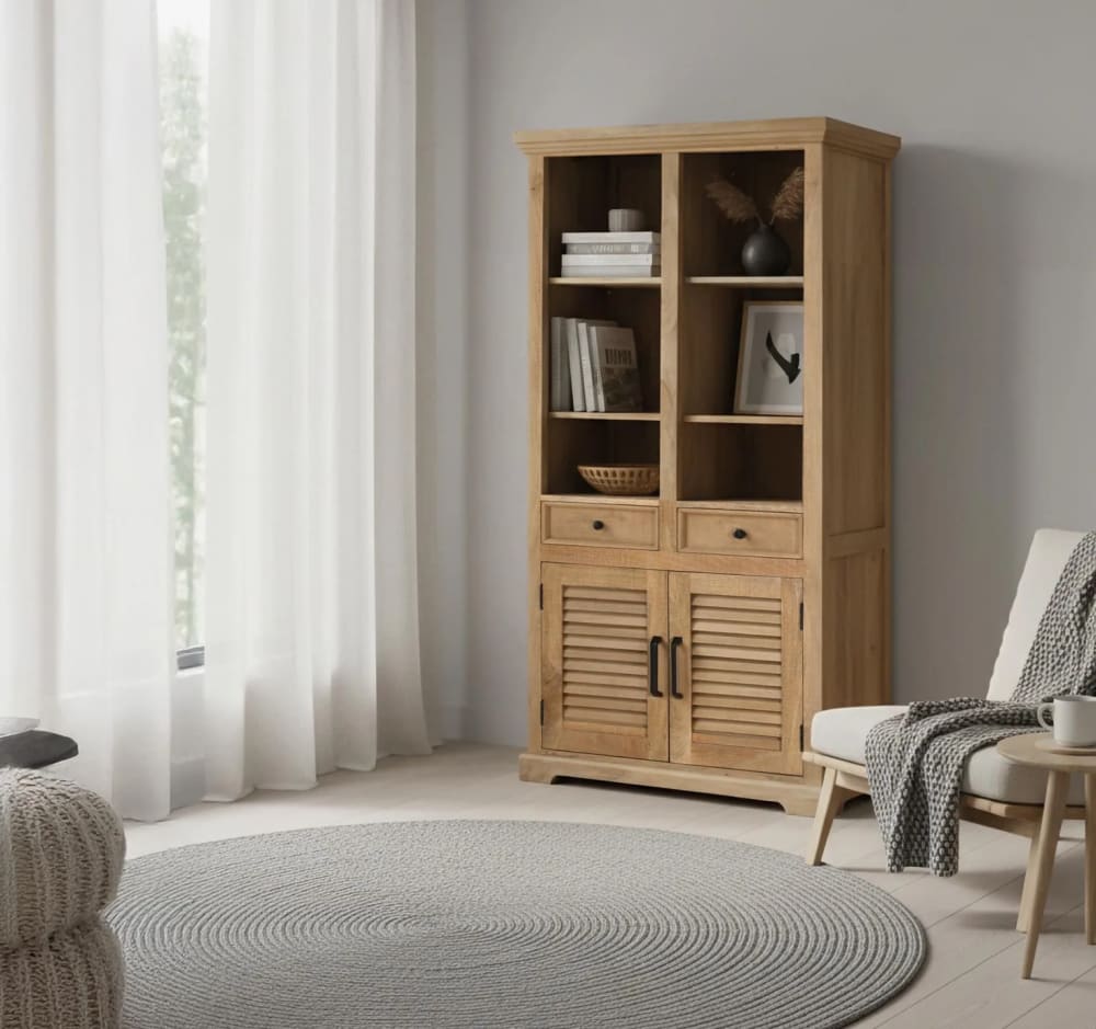 Handgeschnitztes Bücherregal aus natürlichem Mangoholz - Maisons