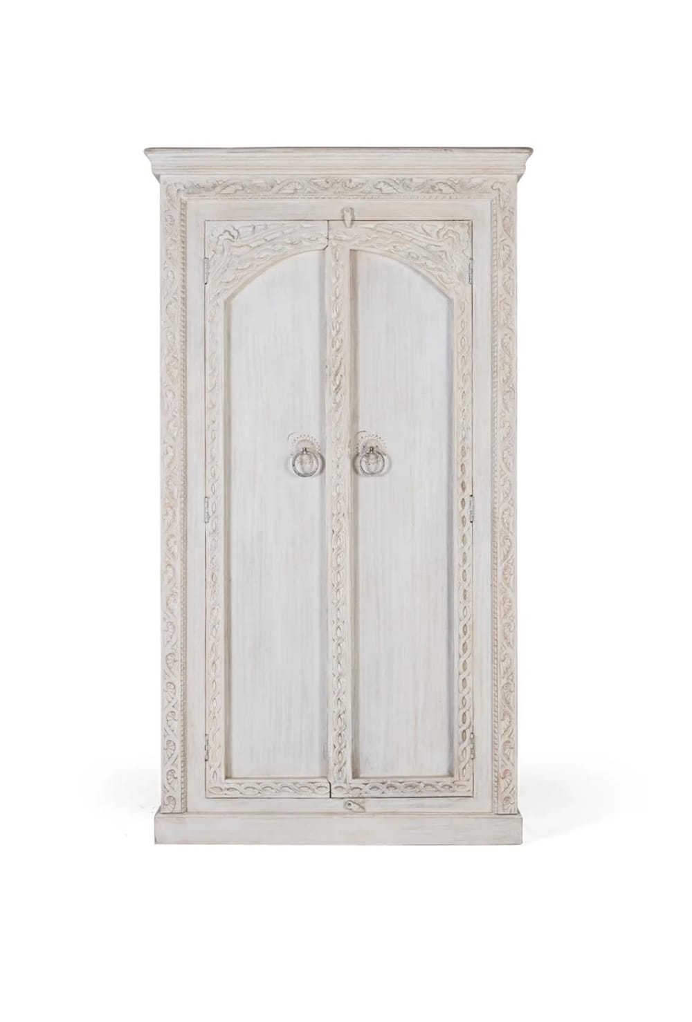 GINER Y COLOMER Handgefertigter 2-türiger Kleiderschrank aus Mangoholz style seaside Weiß