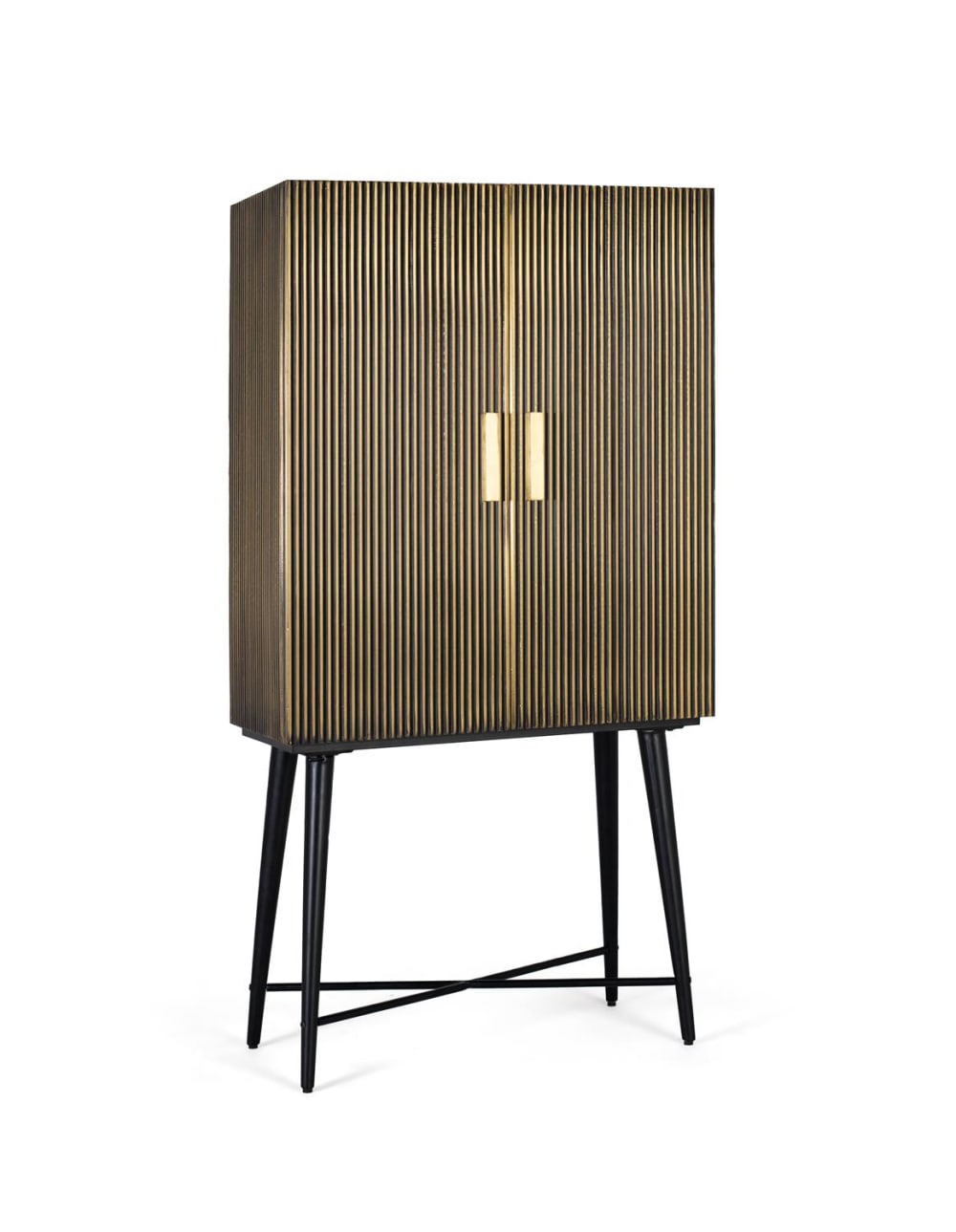 Armoire 2 portes en bois recouvertes de bronze et dessus en marbre - Maisons du Monde