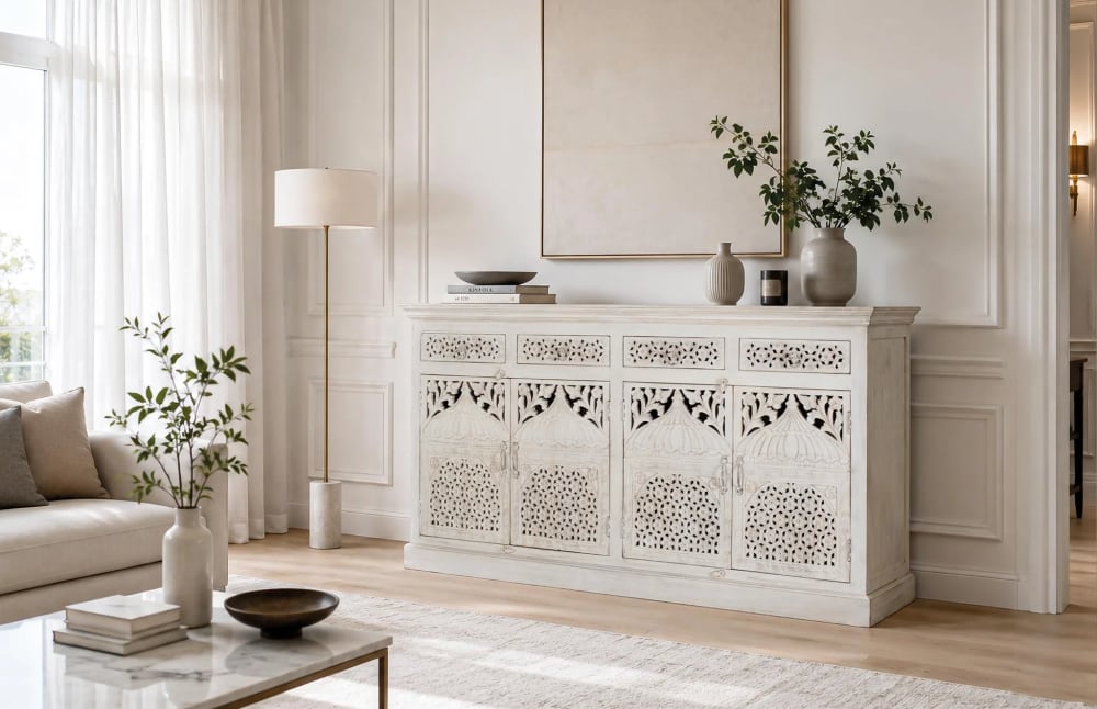 Buffet avec 4 portes et 4 tiroirs en bois de manguier - Maisons du Monde