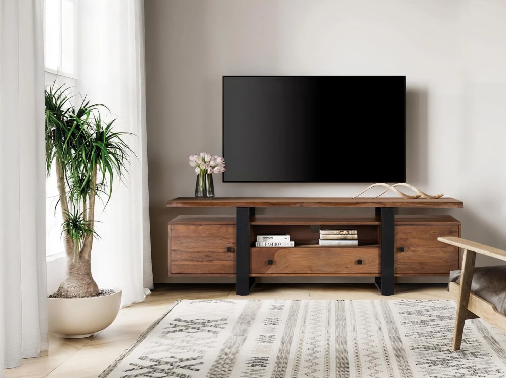 Meuble tv en palissandre et pieds en métal - Maisons du Monde