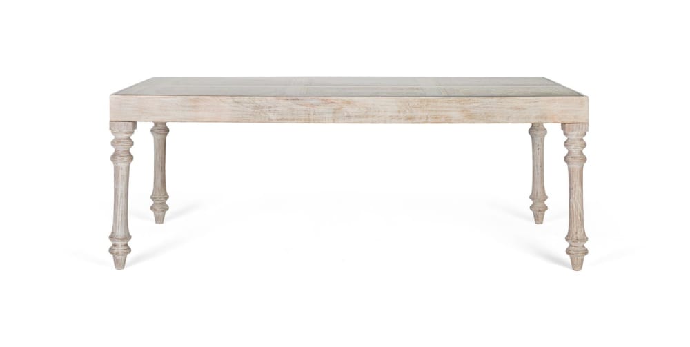 Table à manger rectangulaire sculptée à la main en bois massif 220 cm