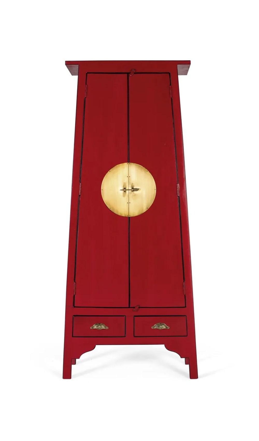 GINER Y COLOMER Kleiderschrank mit 2 Türen und 2 Schubladen aus Mangoholz style exotic Rot