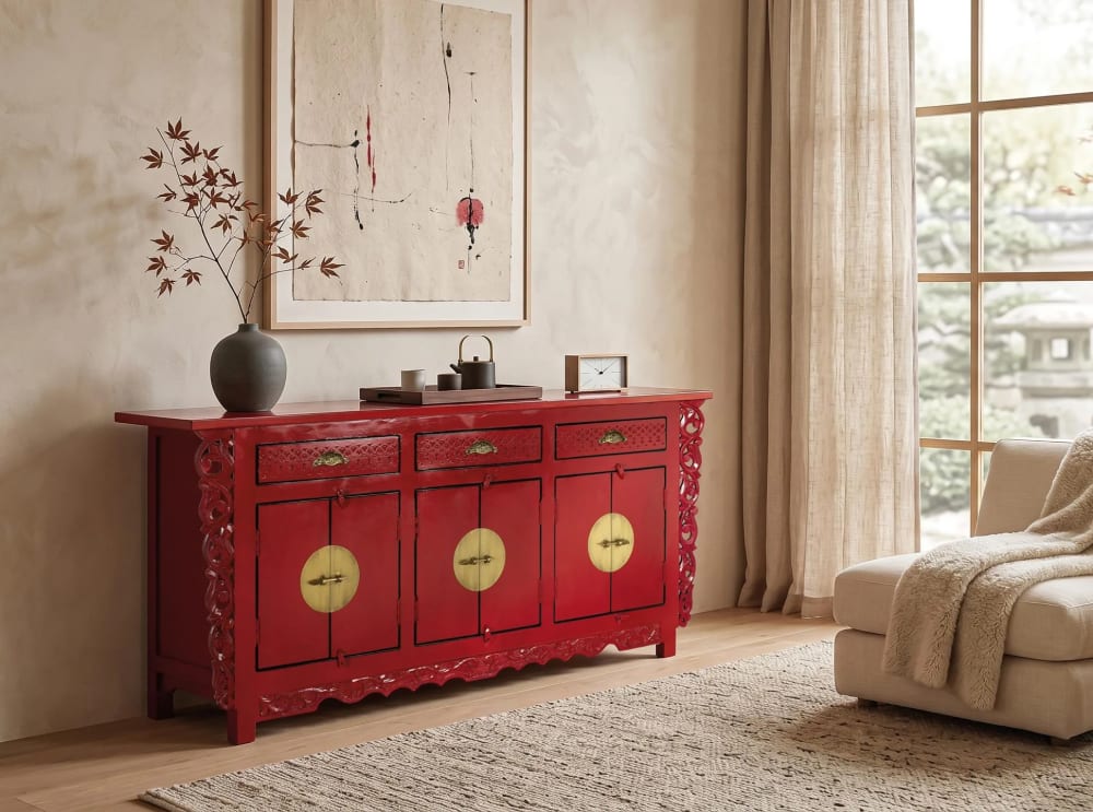 Sideboard mit 6 Türen und 3 Schubladen aus Mangoholz - Maisons Du