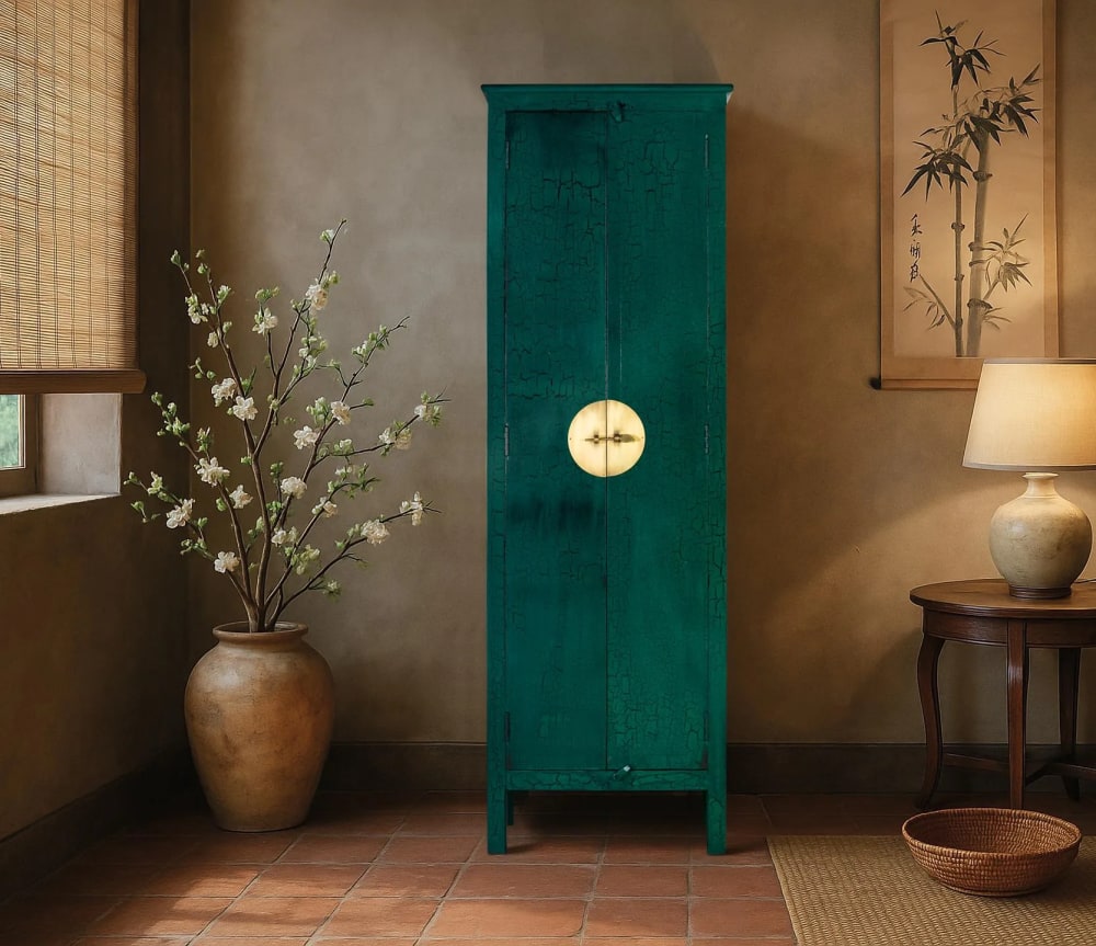 Armoire à 2 portes fabriquée à la main en bois de manguier