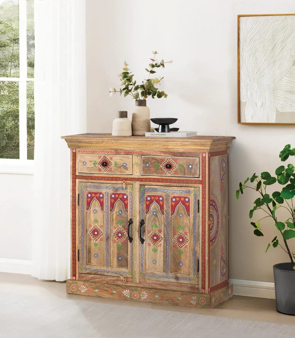 Sideboard mit 2 Schubladen und 2 handbemalten Türen - Maisons Du