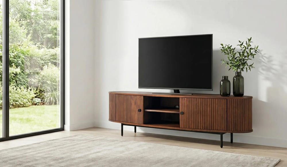 Meuble tv avec 2 portes fabriqué à la main en bois d'acacia - Maisons du Monde