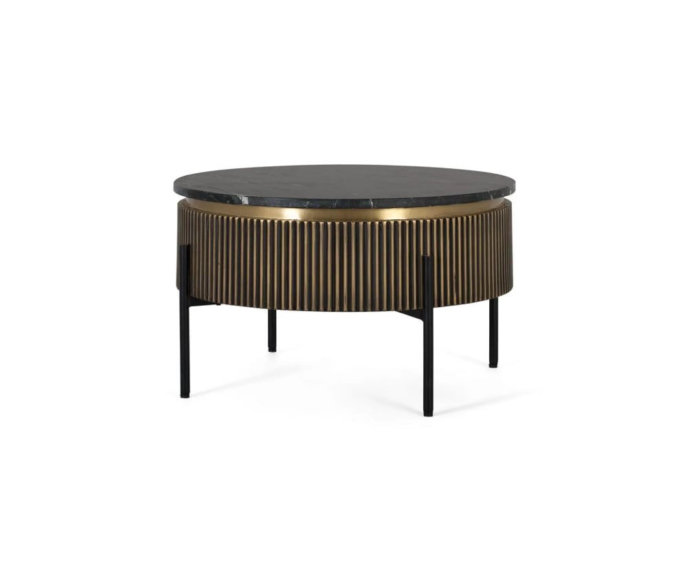 GINER Y COLOMER Couchtisch aus Holz mit Bronze- und Marmorplatte style industrial Gold Holz