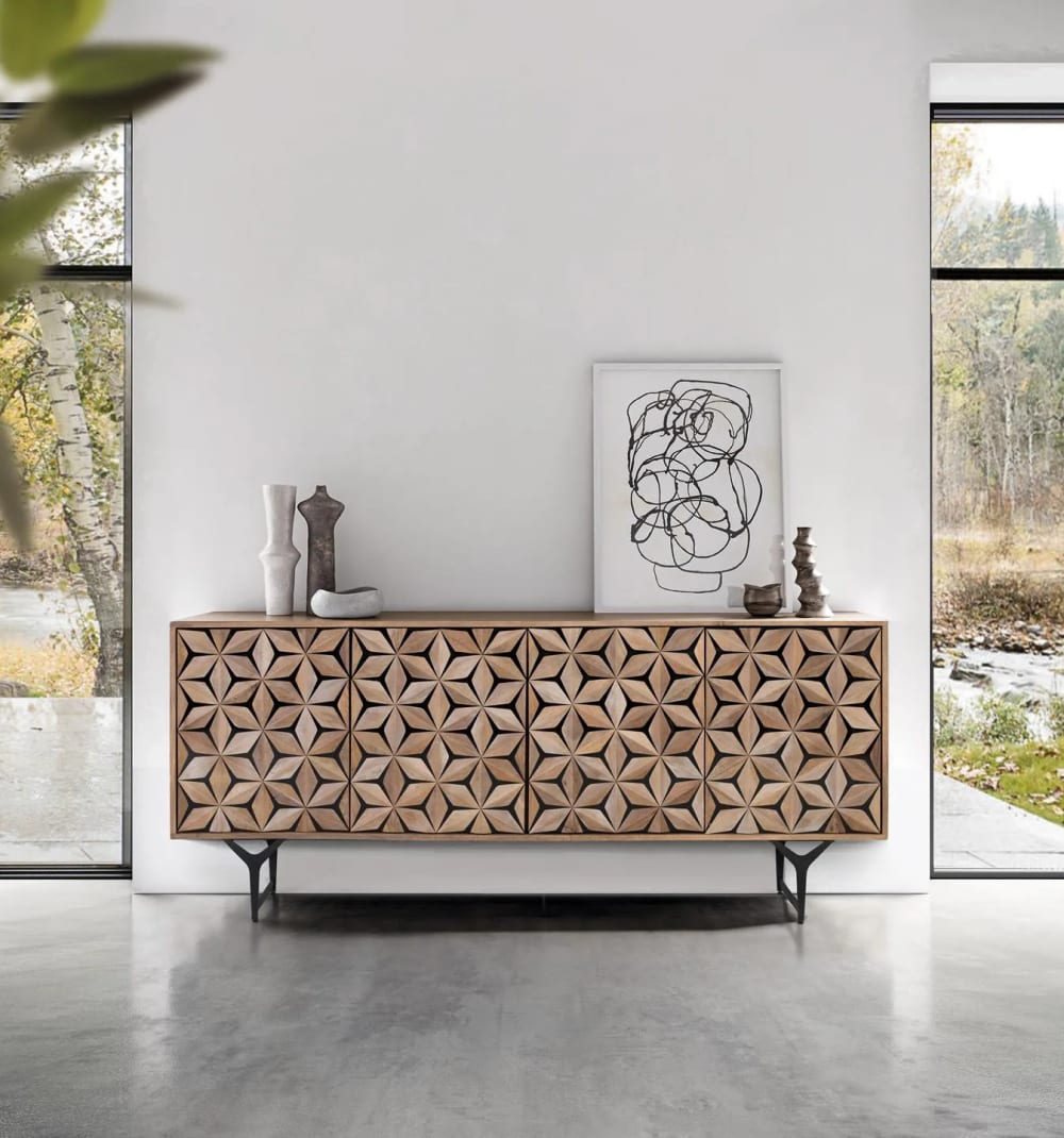 Handgefertigtes 4-türiges Sideboard aus Mangoholz 177 cm -