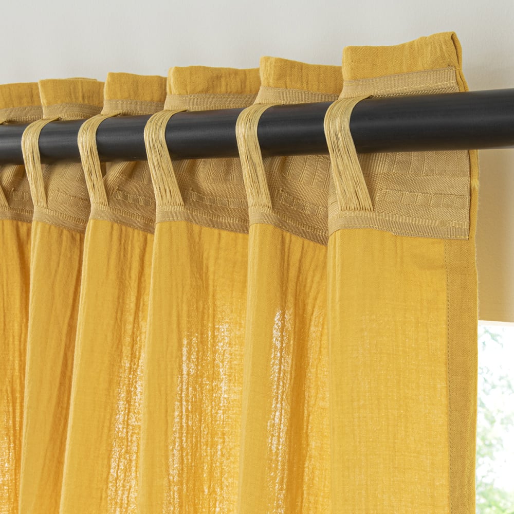 Rideau uni en gaze de coton pattes cachées à l'unité 140x300cm jaune