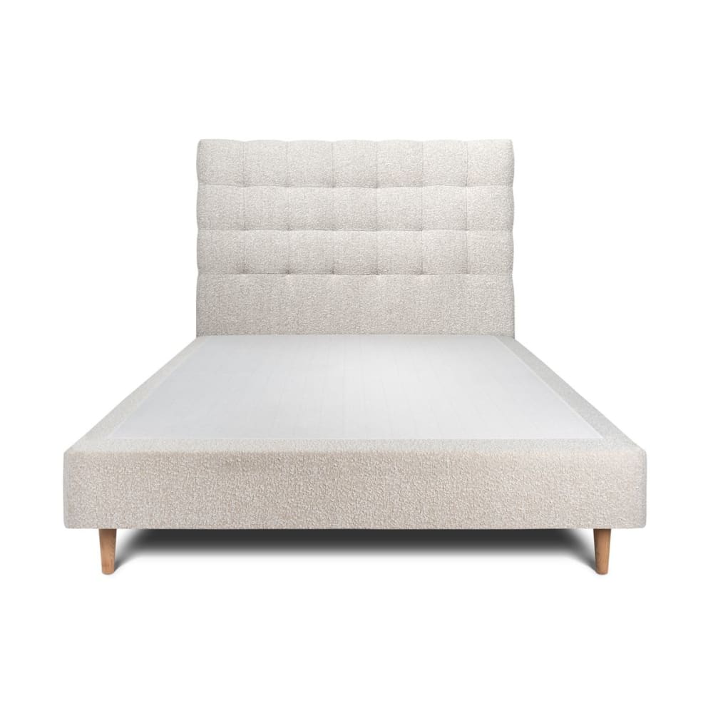 Lit avec tête de lit capitonnée et sommier tapissier  Beige clair 160x