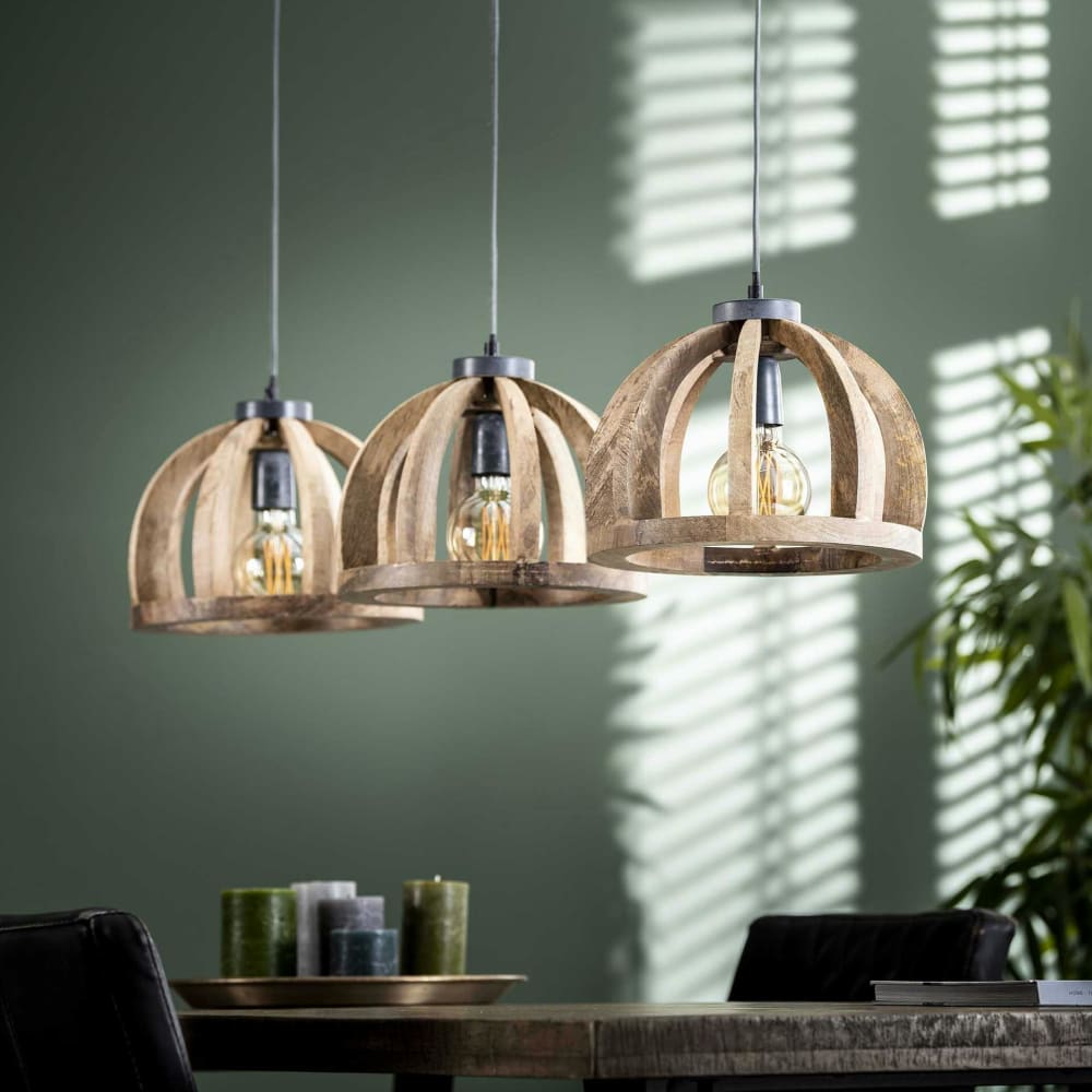 Suspension 3 abat-jours en manguier l120cm — vue 4