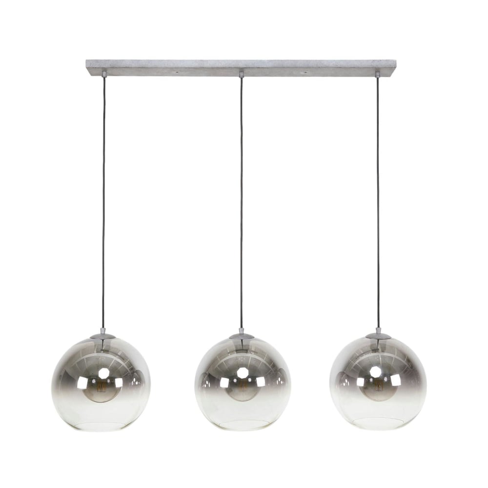 Suspension 3 globes en verre fumé D30cm