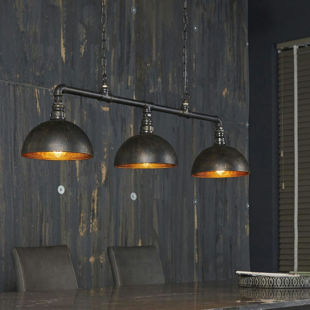 Suspension industrielle en forme de tuyau 3 lampes l118cm — vue 3