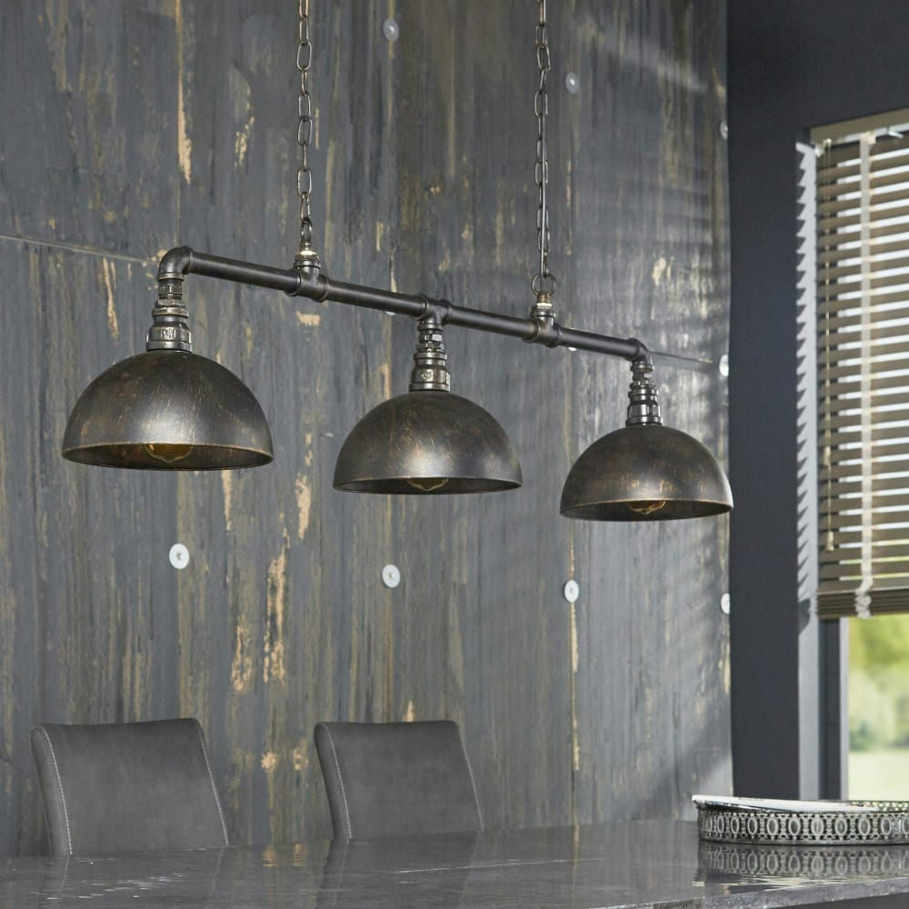 Suspension industrielle en forme de tuyau 3 lampes l118cm — vue 4