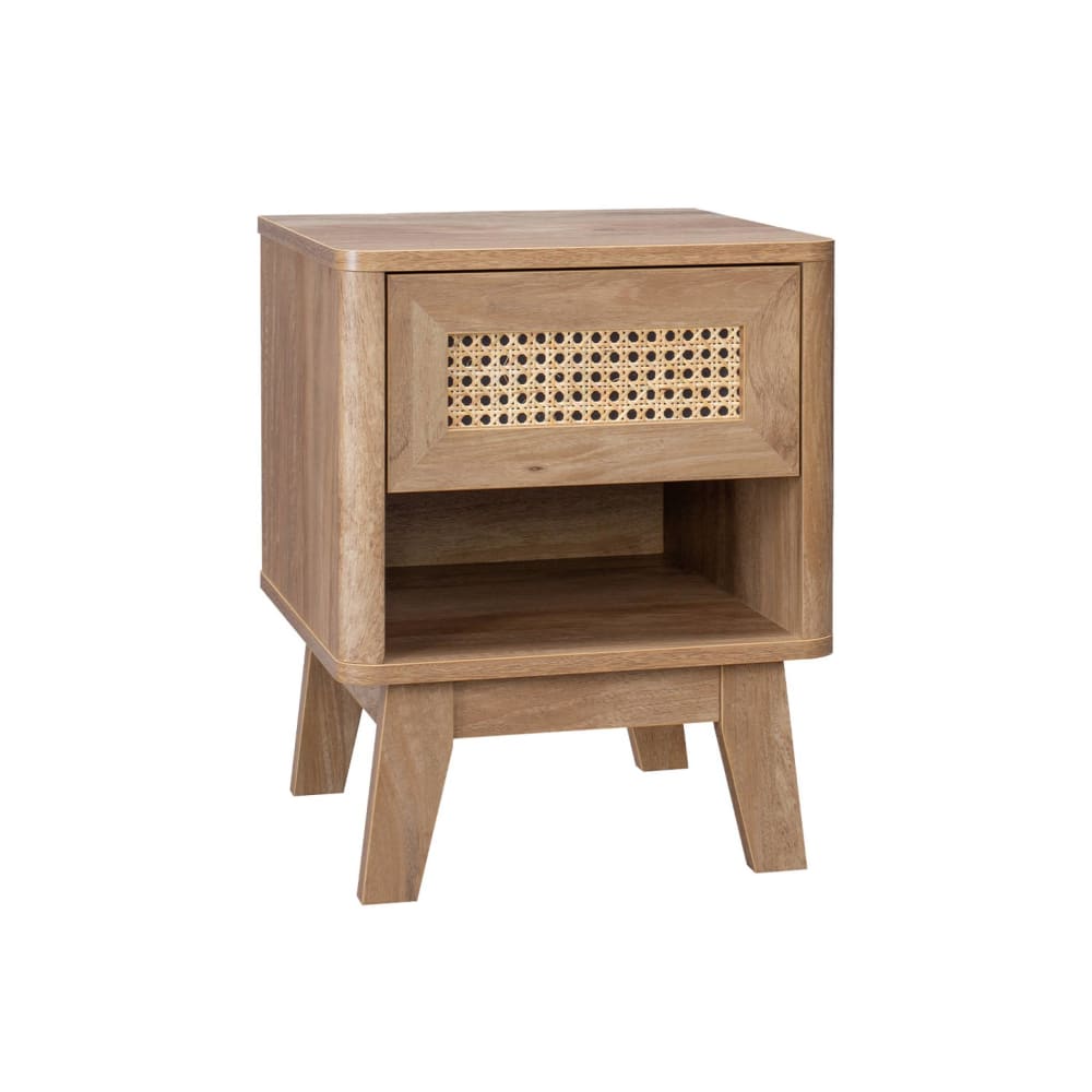 Table de chevet avec 1 tiroir effet bois et cannage - Maisons du Monde
