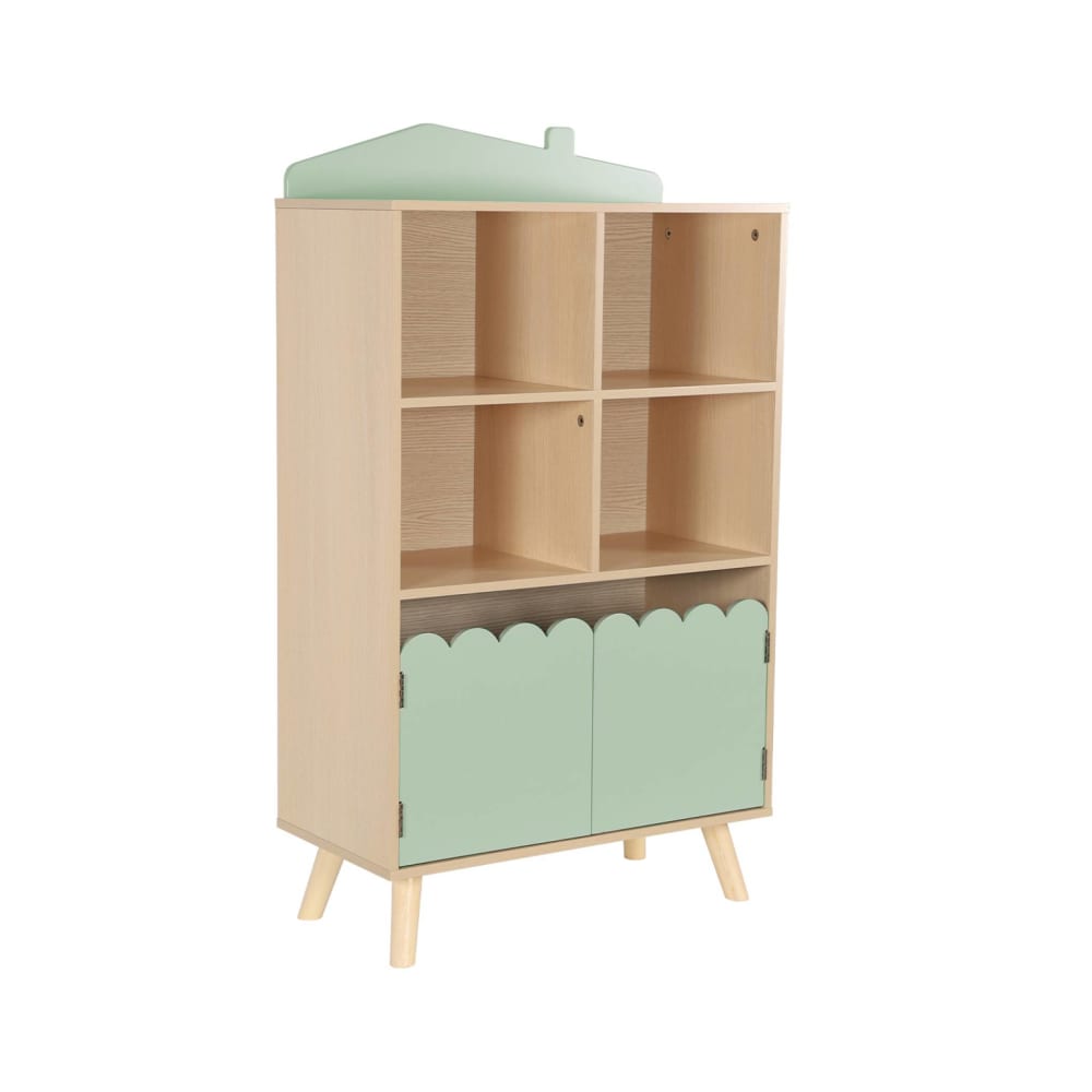 Bibliothèque enfant verte 2 portes et 4 étagères - Maisons du Monde