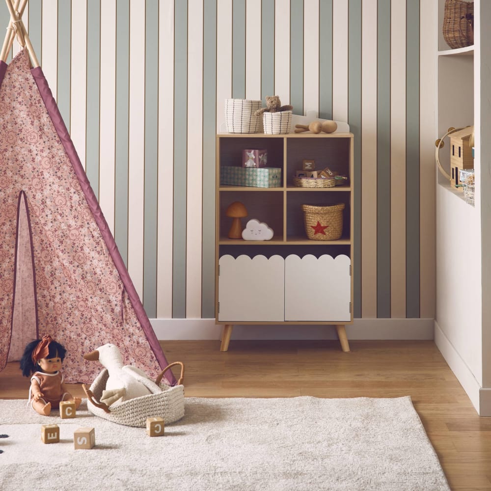 Bibliothèque enfant blanche 2 portes et 4 étagères