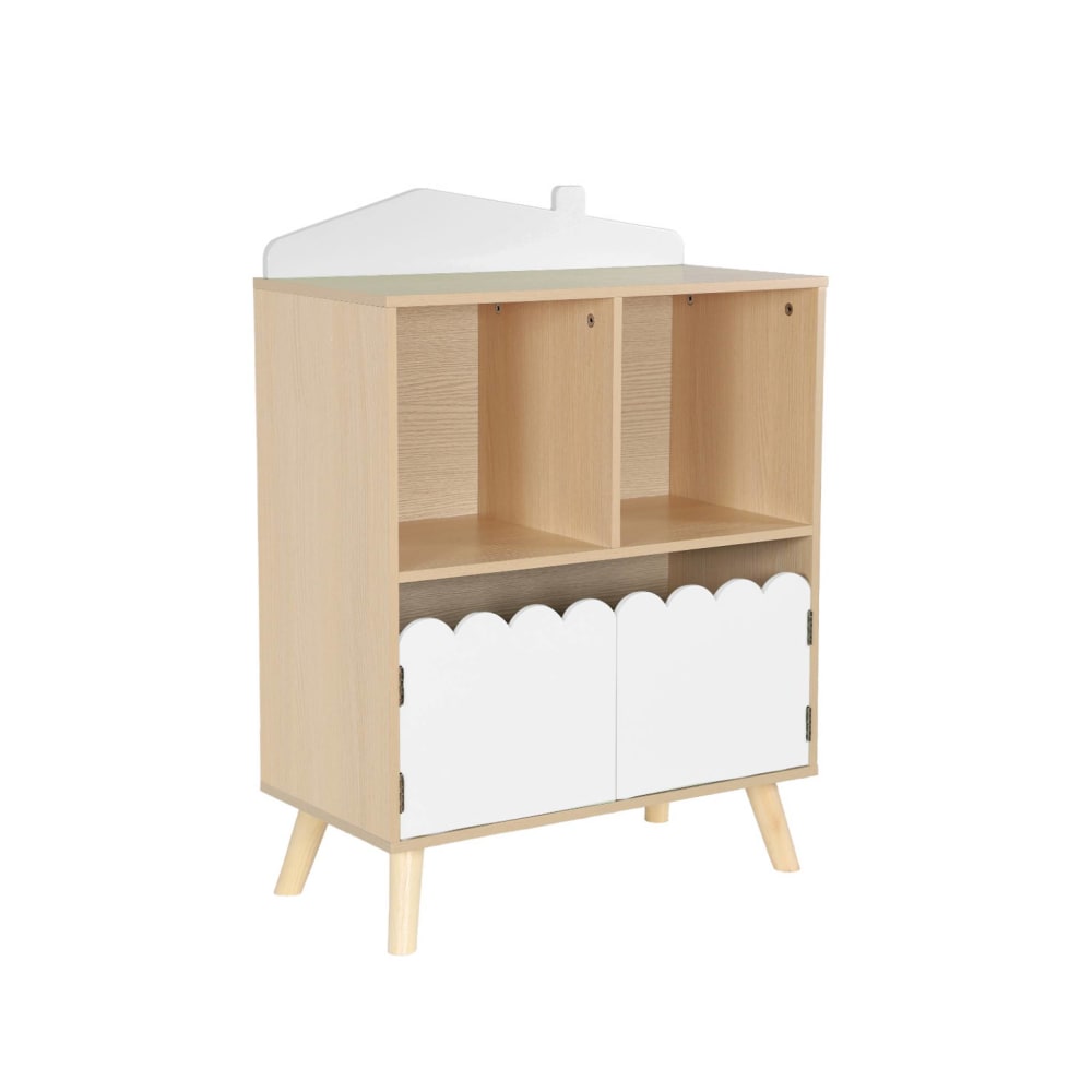 Bibliothèque enfant 2 étagères 2 portes, blanc