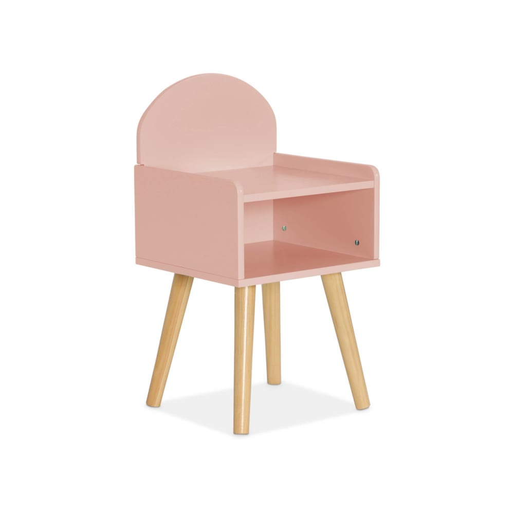 Table de chevet chambre enfant, rose, pieds en pin