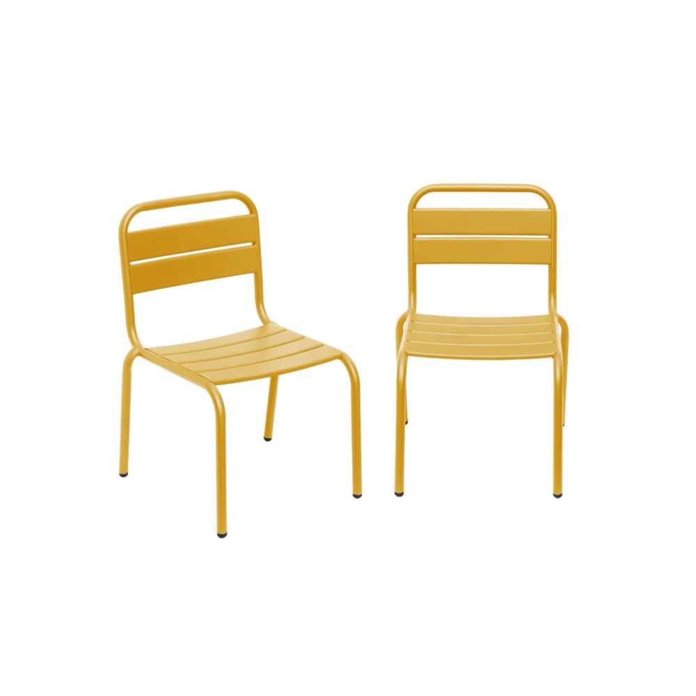 Lot de 2 chaises en métal - jaune
