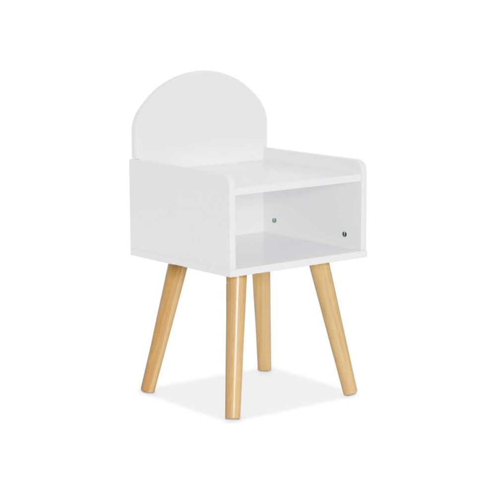 Table de chevet chambre enfant, blanc, pieds en pin