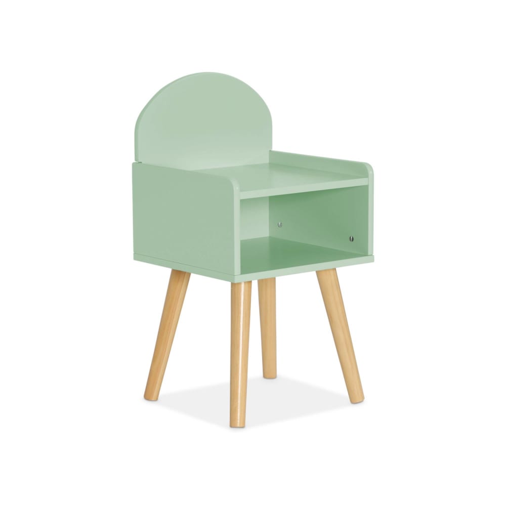 Table de chevet chambre enfant, vert, pieds en pin