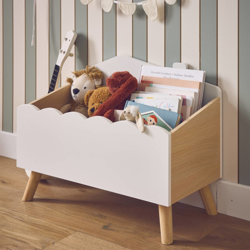 Coffre à jouets enfant effet bois, blanc (sweeek) - Image 2