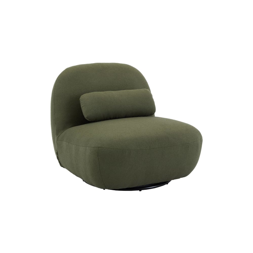 Fauteuil pivotant, bouclette texturée vert kaki foncé — Beyit