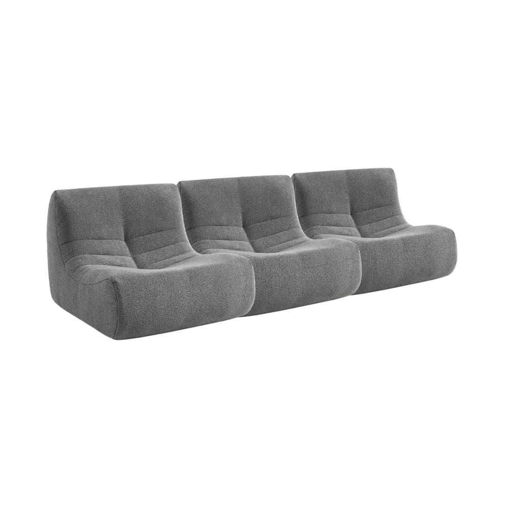 3 fauteuils chauffeuses bouclette texturée gris — Beyit