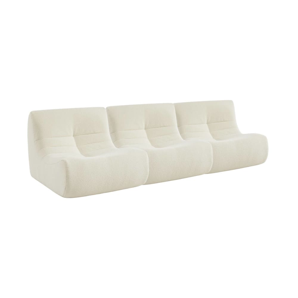 3 fauteuils chauffeuses bouclette texturée blanc — Beyit